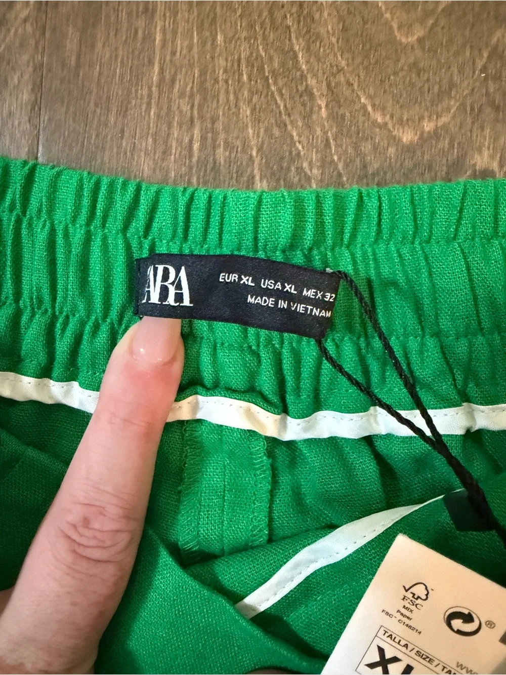 Zara Green Wide-Leg Linen-Blend Pants